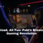 A girl playing Browser-based Poki games